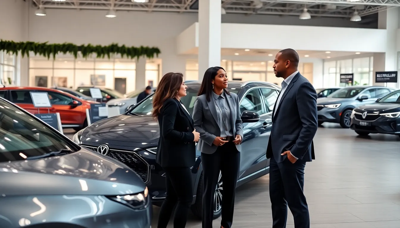 used electric vehicles displayed at a car dealership.